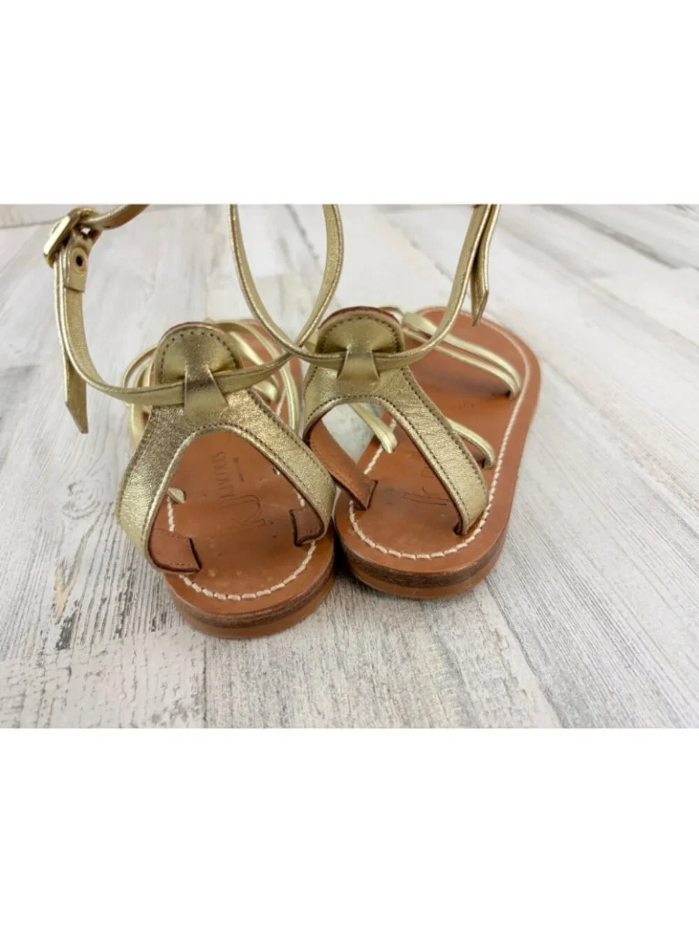K Jacques Epicure Gold Sandals Leather Size 39 Gladiator Strappy
